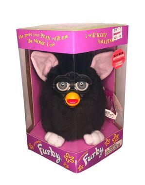 RARE Original BLACK FURBY PINK EARS Tiger Electronics NEW In BOX Factory SEALED!